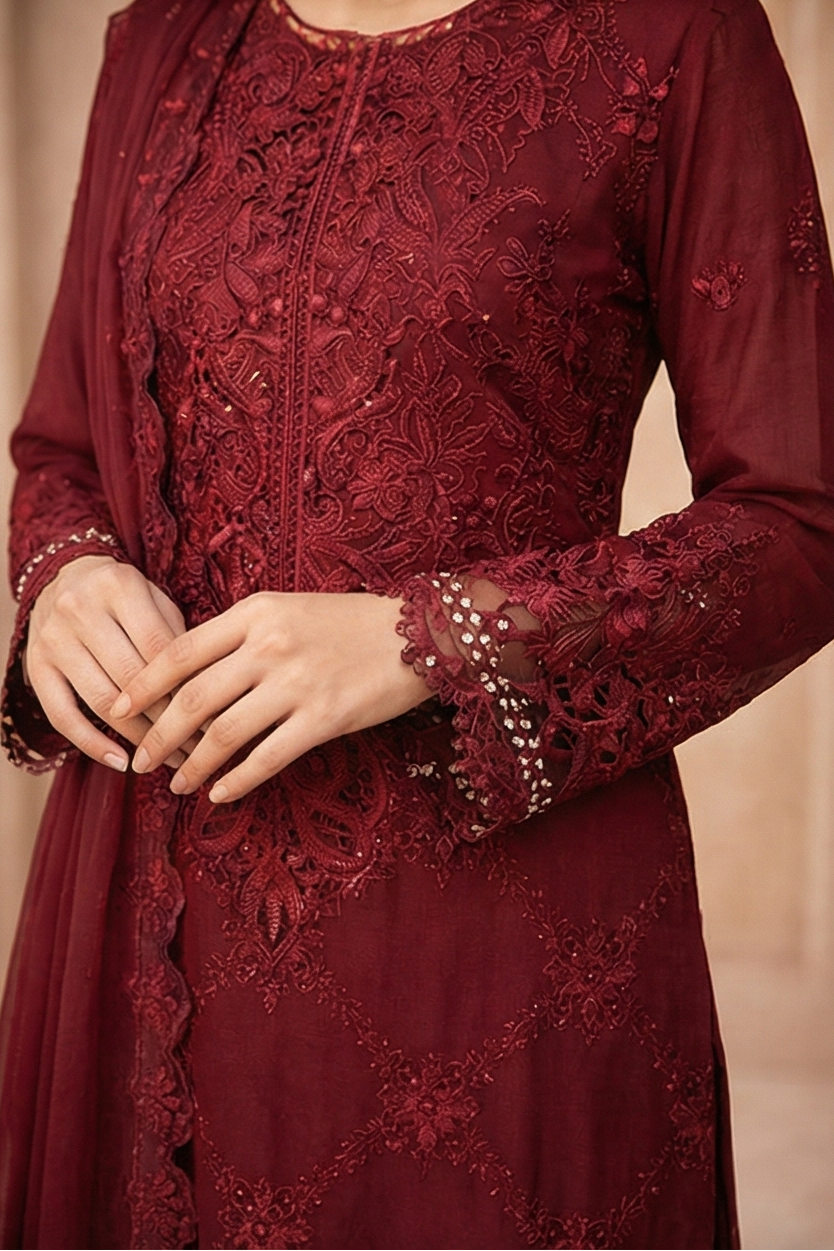 Maroon Royale – Luxury Stitched 3PC | ML022