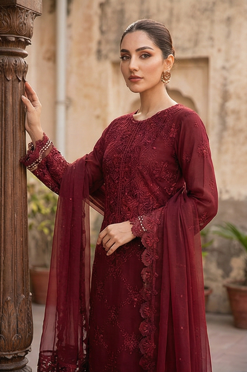 Maroon Royale – Luxury Stitched 3PC | ML022
