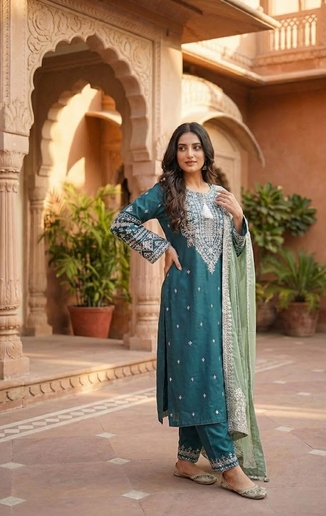 Teal Grace - Stitched Lawn 3PC | ML007