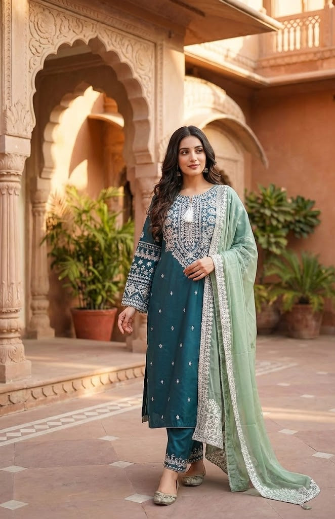 Teal Grace - Stitched Lawn 3PC | ML007