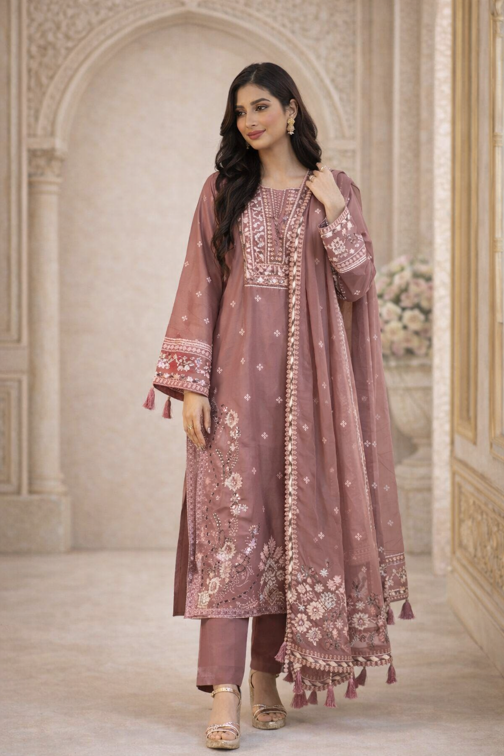 Wild Rose - Stitched Lawn 3PC l ML016