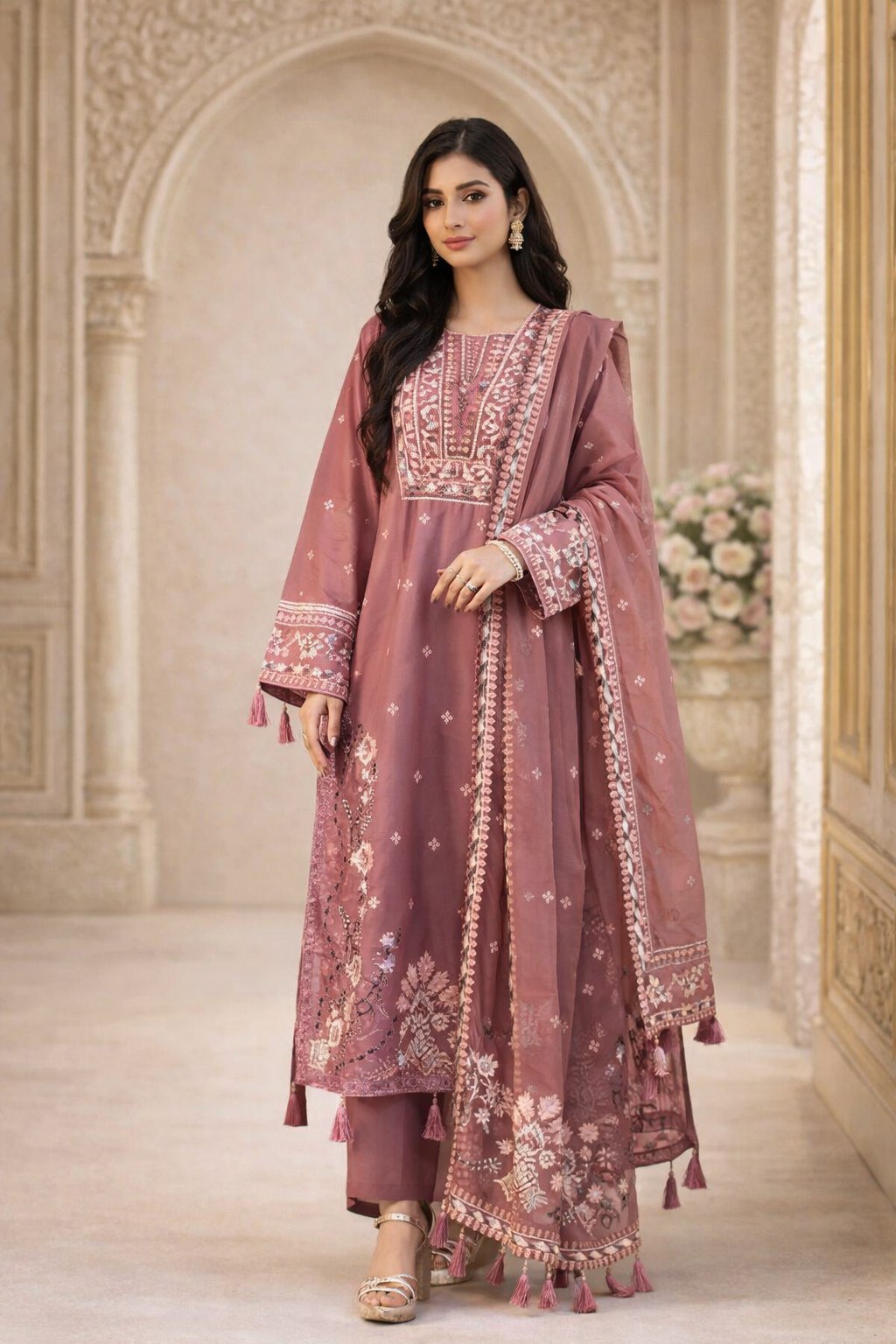 Wild Rose - Stitched Lawn 3PC l ML016