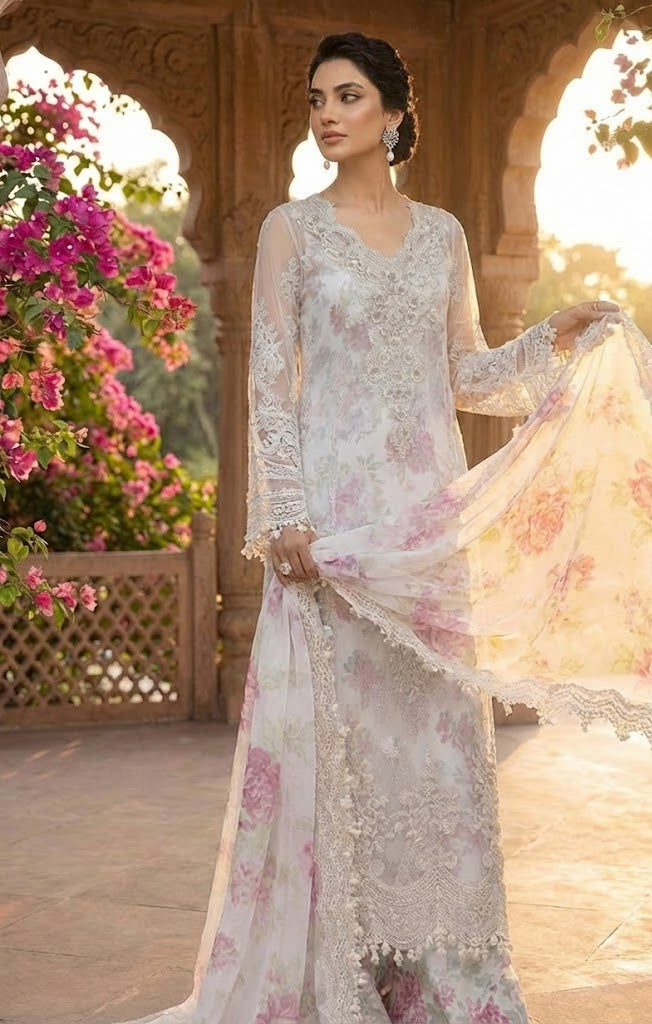 Ivory Bloom - Luxury Stitched 3PC l ML026